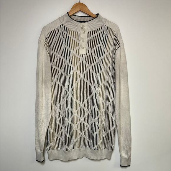 Vintage Knit Sweater Steve Harvey Brand Grandpa Textured Vtg - Picture 1 of 3
